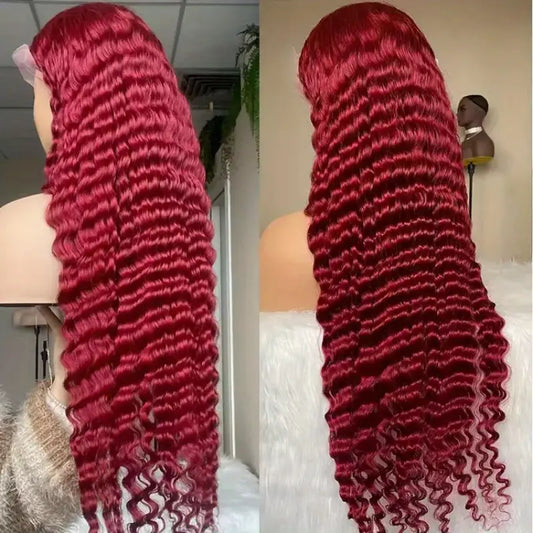 Burgundy Brazilian Deep Wave Lace Front Wig