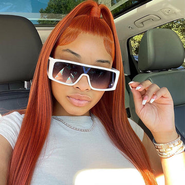 Ginger Color Human Hair Straight Lace Front Wig...