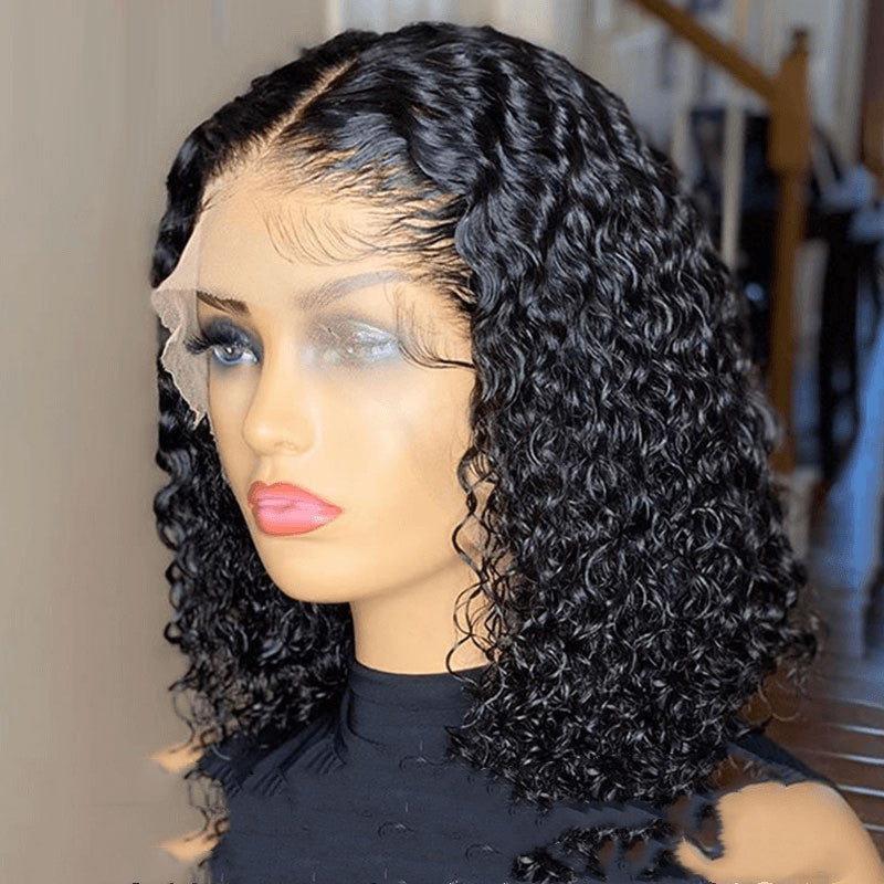 Doores Perruque Bob Lace Front Wig Naturelle Cheveux Humains Coupe Pixie Brun